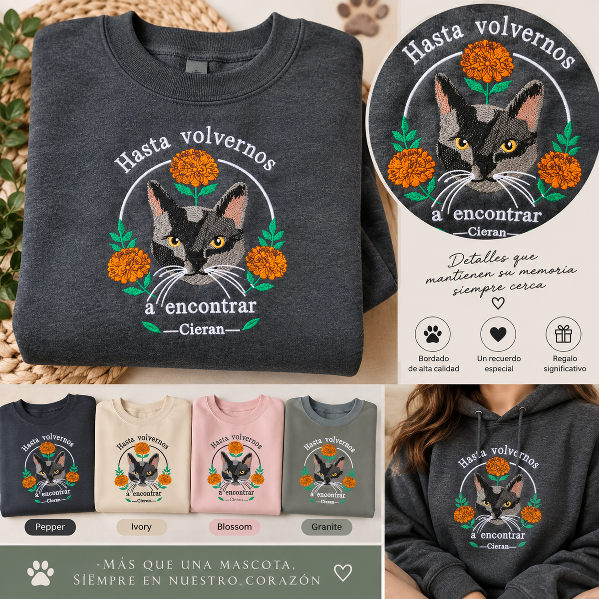 Sudadera con capucha y bordado de tu mascota — Hasta volvernos a encontrar
